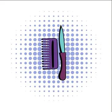 Comb and razor comics icon Stock Illustration