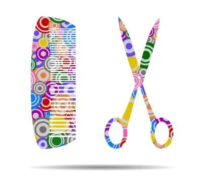 Comb and scissors circles icon vector Illustrazione stock