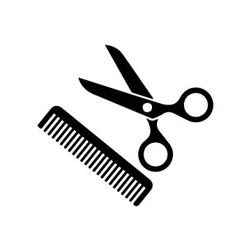 Comb and scissors icon. Scissors hairbrush vector illustration Stock Illustration