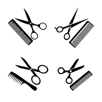 Comb and scissors icon. Scissors hairbrush vector illustration Stock Illustration