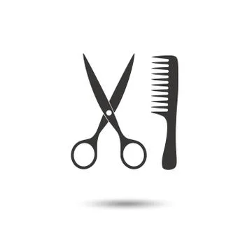 Comb and scissors icon vector illustration isolated on white background. Stock Illustration