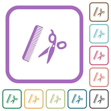 Comb and scissors simple icons Stock Illustration