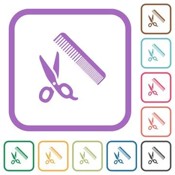 Comb and scissors simple icons Stockillustratie