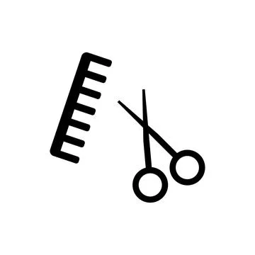 Comb and scissors on a white background. Vector illustration of a simple logo 스톡 일러스트