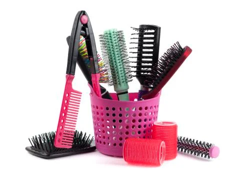 Comb brushes isolated on white Stock Photos