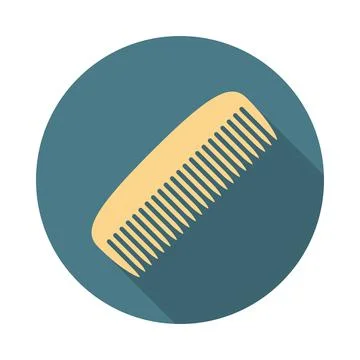 Comb circle icon with long shadow. Flat design style. Stock Illustration