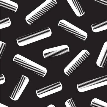 Comb hair barber Seamless Pattern vector isolated wallpaper background black Stock Illustration