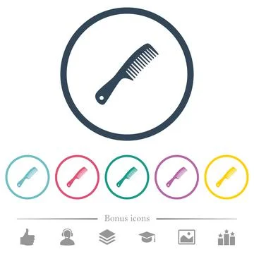 Comb with handle flat color icons in round outlines Illustration