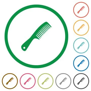 Comb with handle flat icons with outlines Illustration
