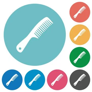 Comb with handle flat round icons Illustration