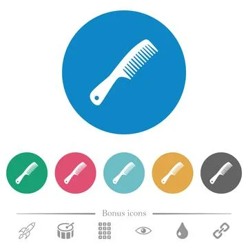 Comb with handle flat round icons Illustration
