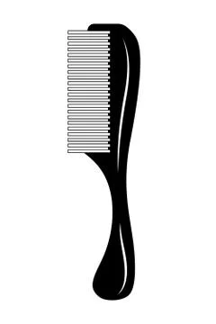 Comb with handle icon on white background. Hair care concept. Hairdressing tools Illustration