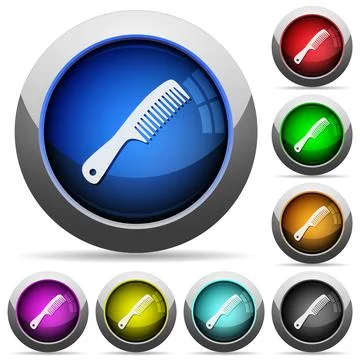 Comb with handle round glossy buttons Illustration