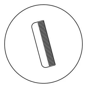 Comb icon in circle round black color vector illustration image outline conto Stock Illustration