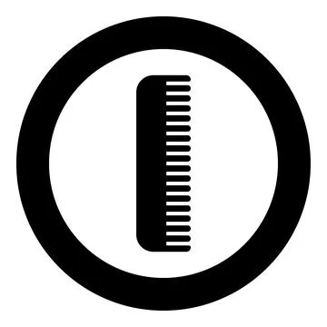 Comb icon in circle round black color vector illustration image solid outline Stock Illustration