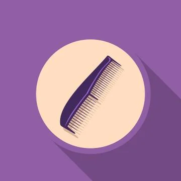 Comb icon with a flat shadow on a purple background Illustrazione stock