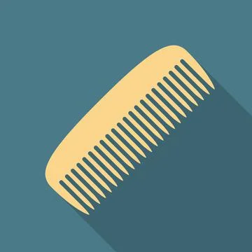 Comb icon with long shadow. Flat design style. Stock Illustration