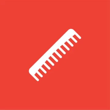 Comb Icon On Red Background. Red Flat Style Vector Illustration Stock Illustration