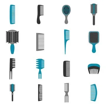 Comb Icons Flat Set Stockillustratie