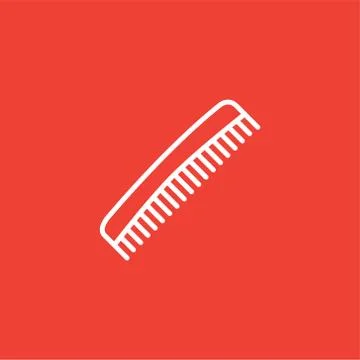 Comb Line Icon On Red Background. Red Flat Style Vector Illustration Stock Illustration