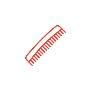 Comb Line Red Icon On White Background. Red Flat Style Vector Illustration. 스톡 일러스트