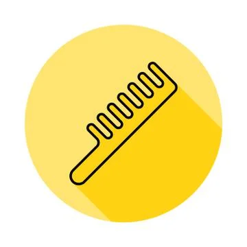 Comb outline icon in long shadow style Stock Illustration
