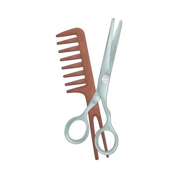 Comb with Scissors Illustration Illustrazione stock