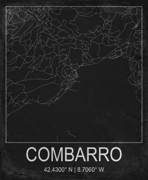 Combarro Spain Black and White City Map Art Stock Illustration