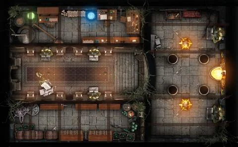 A combat adventure map for the board game dungeons and dragons, it has a dung Stockillustratie