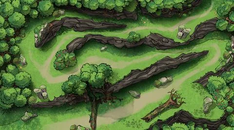 A combat adventure map for the dungeons and Dragons board game, it features a Stock Illustration