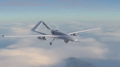 Combat aerial drone flying at high altitude. Stock Footage 204864951
