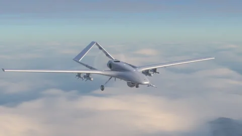 Combat aerial drone flying at high altitude. Stock Footage 204909903