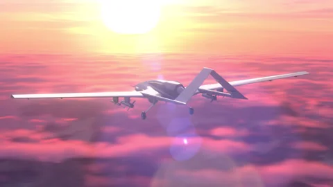 Combat aerial drone flying at high altitude. Stock Footage 324180725