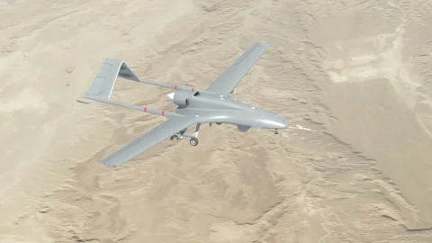 Combat aerial drone flying at high altitude. Stock Footage 330200835