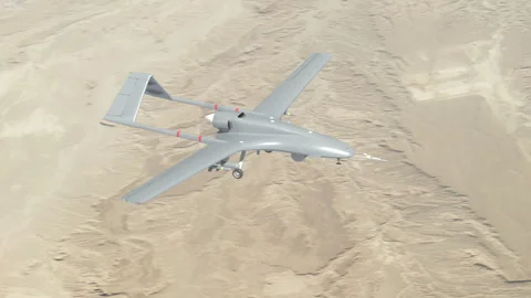 Combat aerial drone flying at high altitude. Stock Footage 333320885