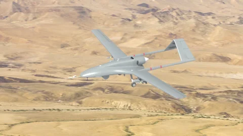 Combat aerial drone flying at high altitude. 動画素材 334948210