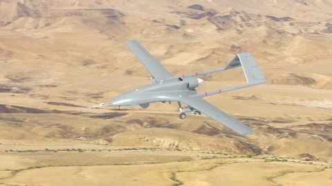 Combat aerial drone flying at high altitude. Video stock 337886242