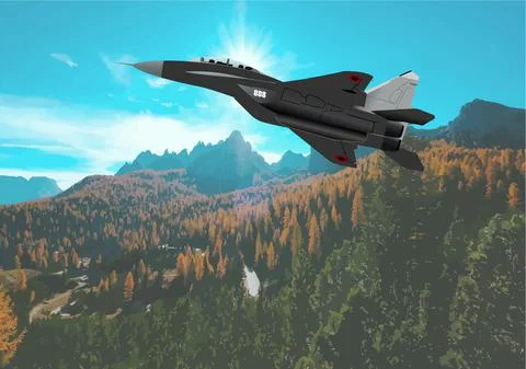 Combat aircraft. Armed. Vector 3d illustration for designers Stock Illustration