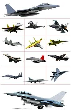 Combat aircraft. Team. Colored vector illustration for designers Stock Illustration