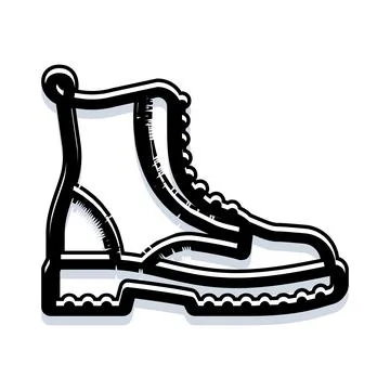 Combat boot drawing representing strength and durability concept Stock Illustration