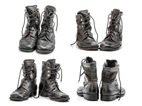 Combat boots group Stock Photos