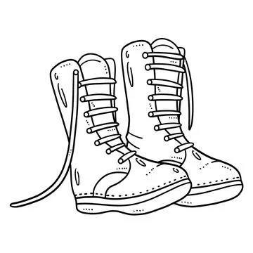 Combat Boots Isolated Coloring Page for Kids Stock Illustration