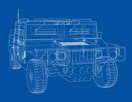 Combat car blueprint Illustration