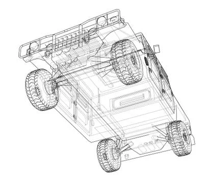 Combat car blueprint Stock Illustration