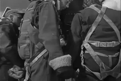 Combat crew aboard fighter aircraft - 1944 Stock Footage 108319925