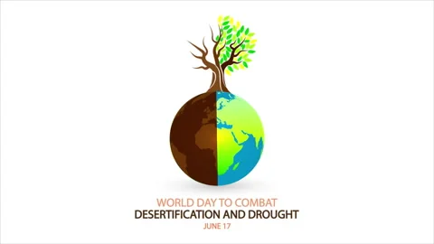 Combat desertification and drought World day planet earth tree Stock Footage 309958192