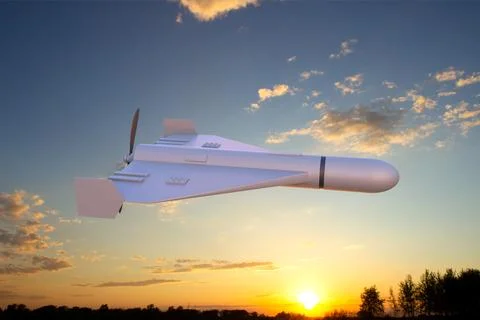 Combat drone against the sunset Stock Illustration