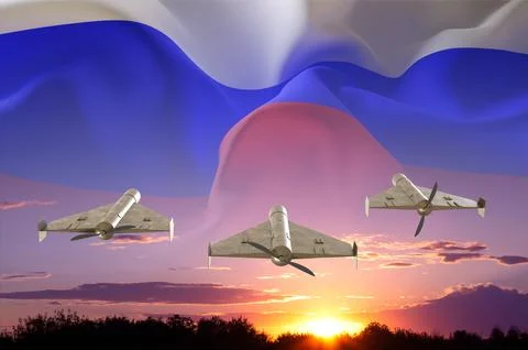 Combat drone against the sunset Stock Photos