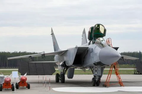 Combat fighter prepares to take off Stock Photos