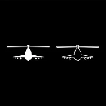 Combat helicopter attack military concept view front set icon white color v.. Illustrazione stock